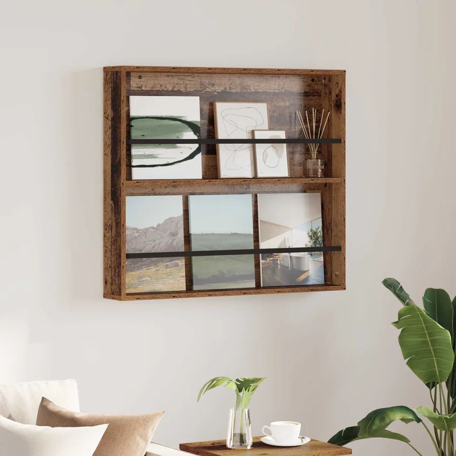 Étagère à magazines avec étagère Bois ancien 80 x 12 x 70 cm