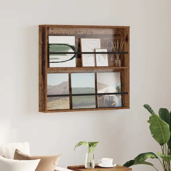 Étagère à magazines avec étagère Bois ancien 80 x 12 x 70 cm