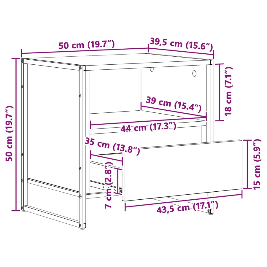 Table de chevet 2 pc Chêne artisan 50 x 39,5 x 50 cm - 12