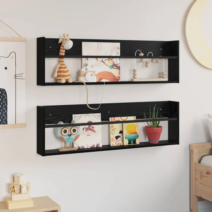 Étagère à magazines 2 pcs Chêne noir 100 x 12 x 30 cm - 4
