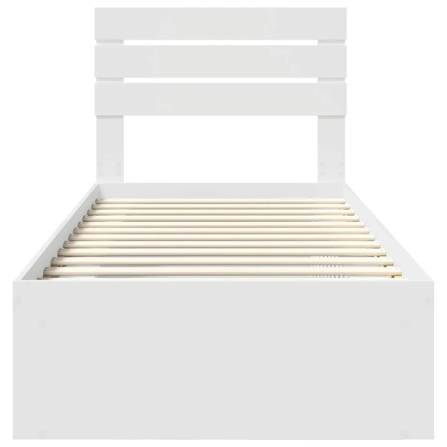 Cadre de lit avec tête de lit Blanc 100 x 200 cm Pin massif - 7