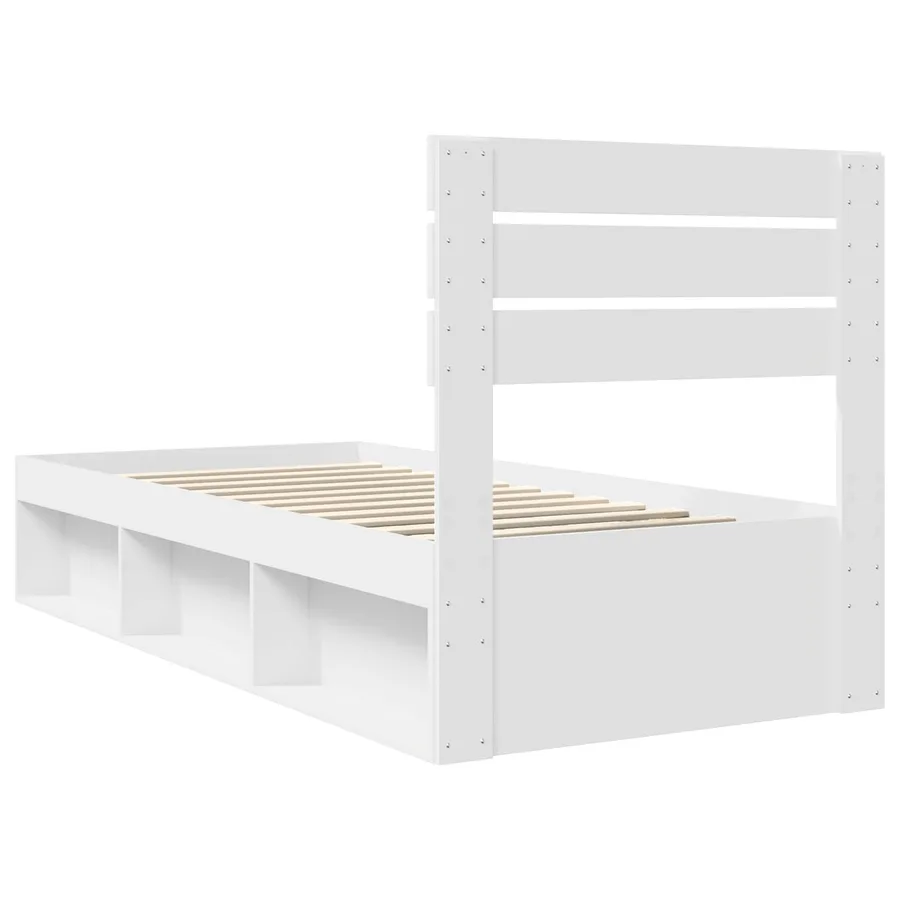 Cadre de lit avec tête de lit Blanc 100 x 200 cm Pin massif - 9