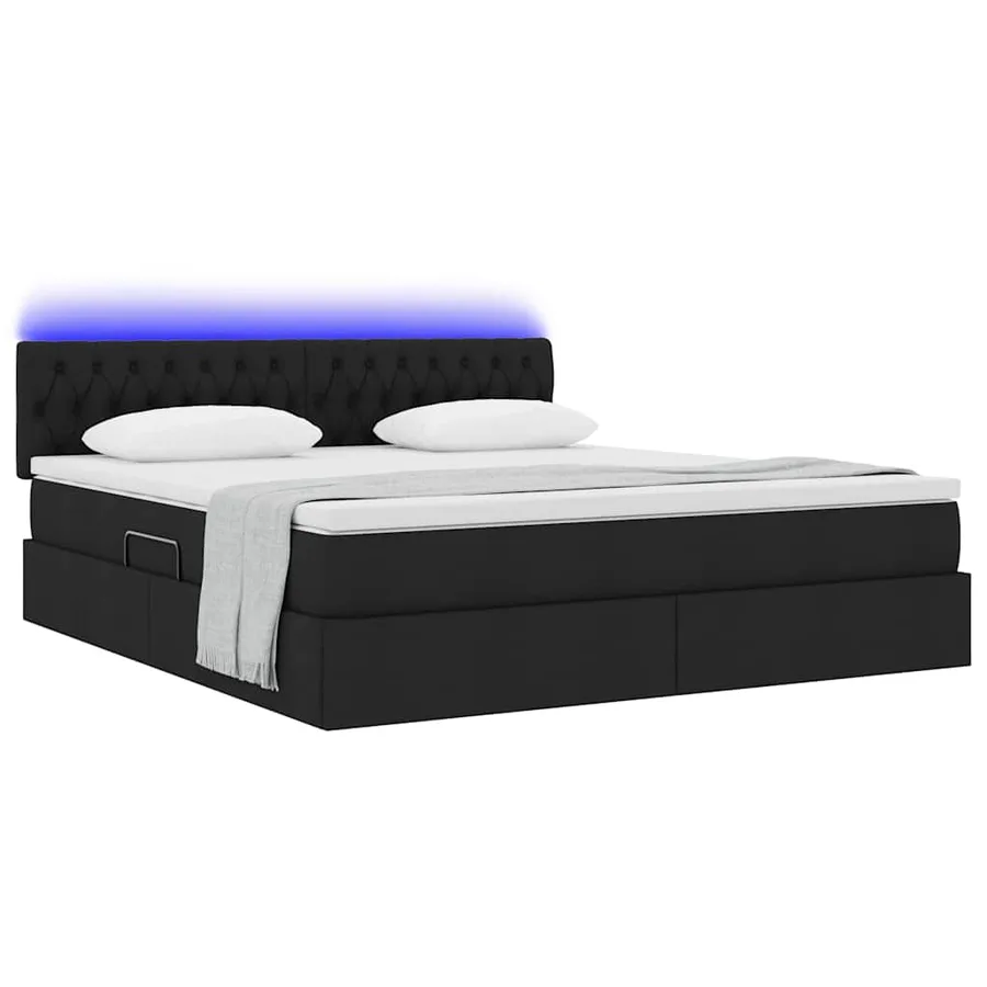 Lit de rangement LED avec matelas Noir 180 x 200 cm Tissu - 3