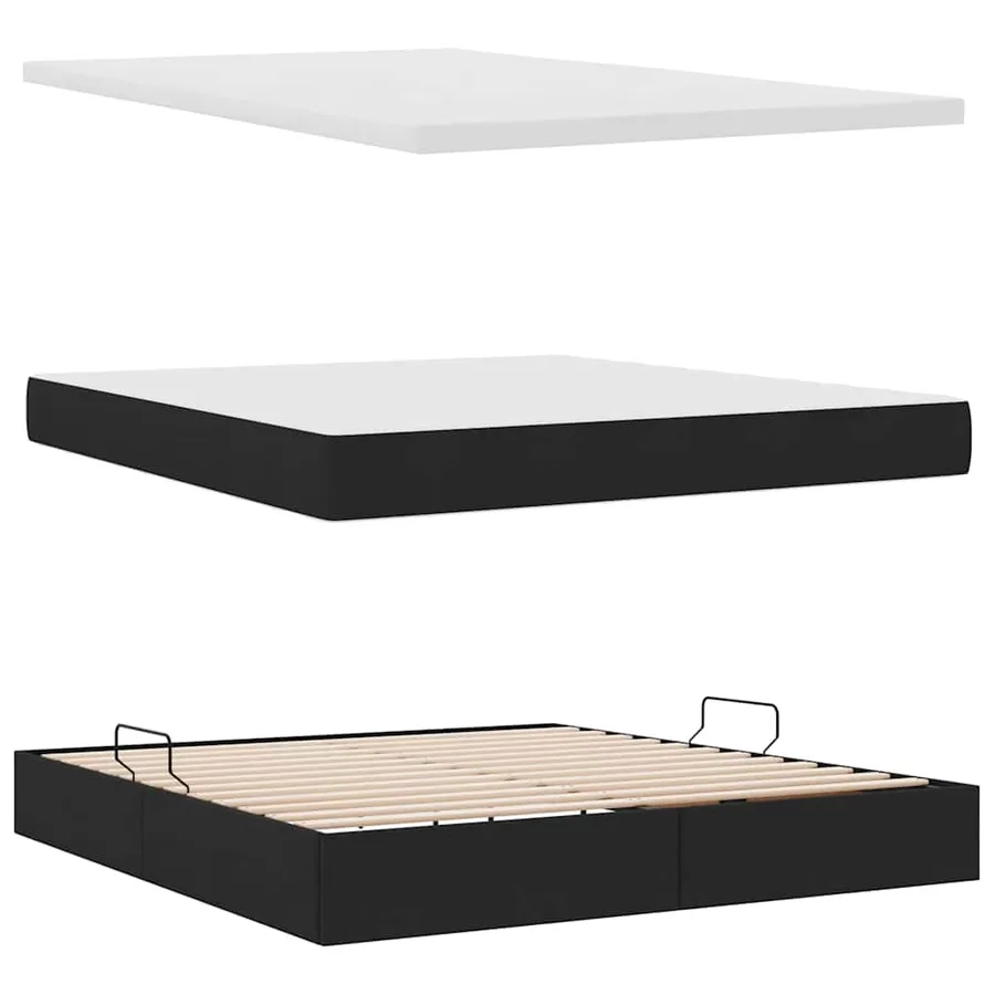 Lit de rangement LED avec matelas Noir 180 x 200 cm Tissu - 9