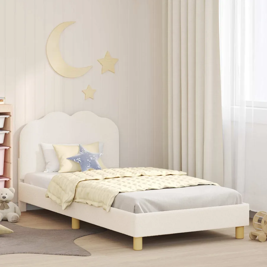 Cadre de lit pour enfants avec tête de lit Crème 80 x 200 cm