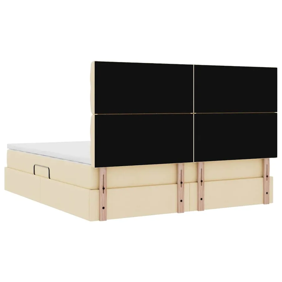 Lit de rangement LED avec matelas Crème 180 x 200 cm Tissu - 12