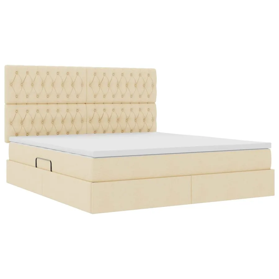 Lit de rangement LED avec matelas Crème 180 x 200 cm Tissu - 6
