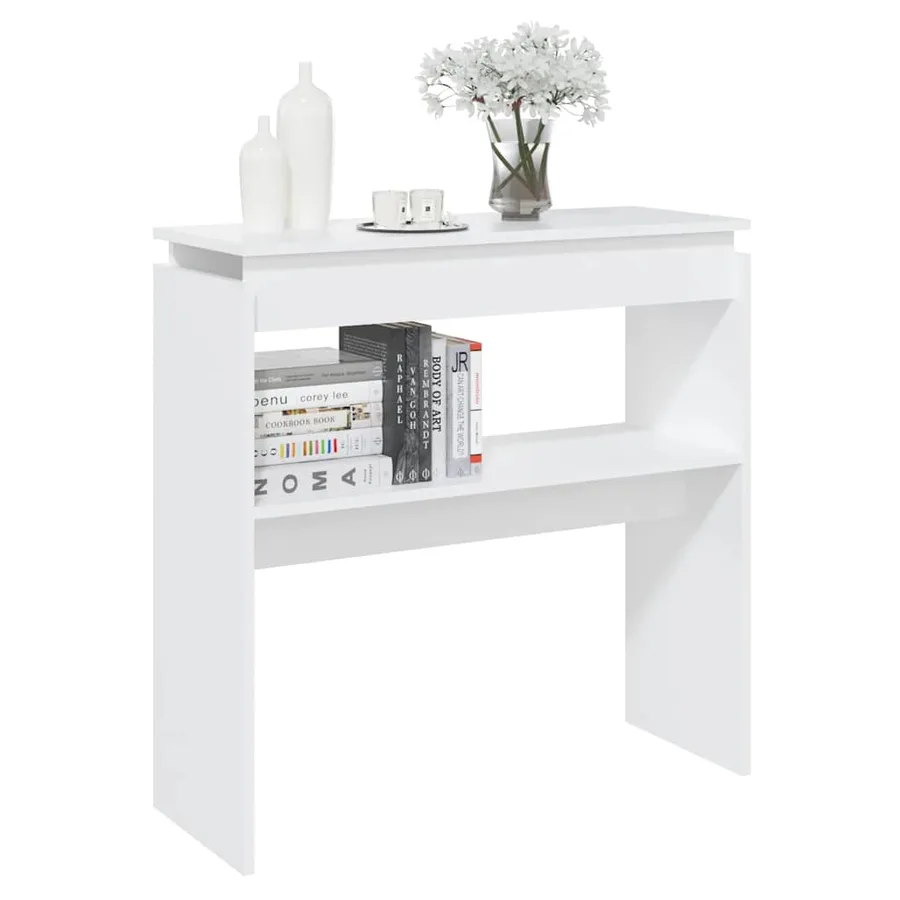 Table console blanc 80x30x80 cm bois d'ingénierie - 5
