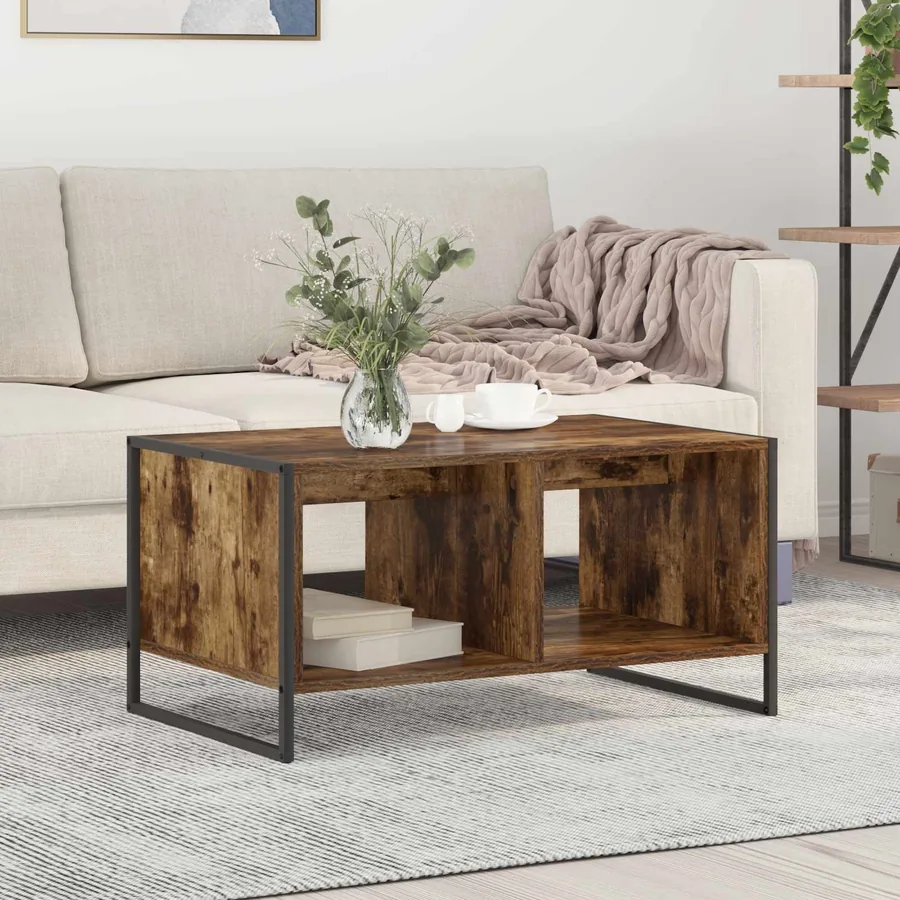 Table basse Chêne Fumé 80 x 50 x 40 cm Bois d'ingénierie