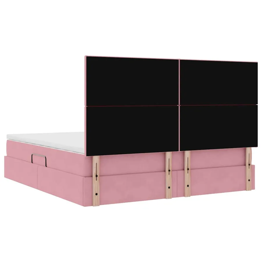 Lit de rangement LED avec matelas Rose 180 x 200 cm Velours - 12