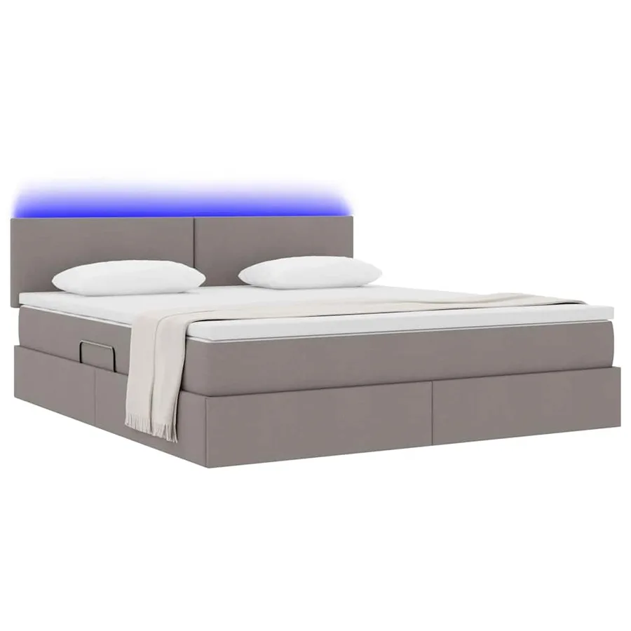Lit de rangement LED avec matelas Taupe 180 x 200 cm Tissu - 3