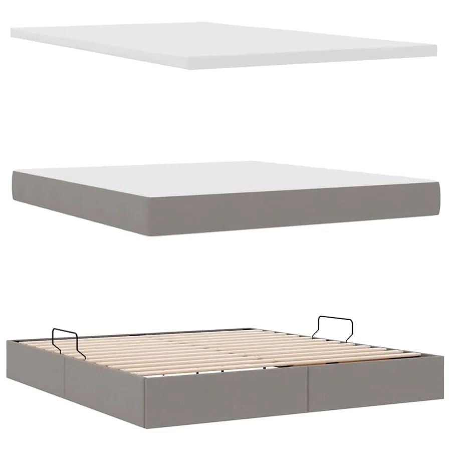 Lit de rangement LED avec matelas Taupe 180 x 200 cm Tissu - 9