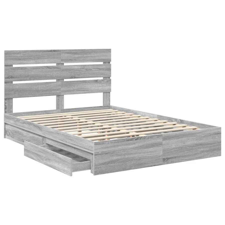 Lit de Rangement Gris Sonoma 160 x 200 cm Bois d'ingénierie - 5