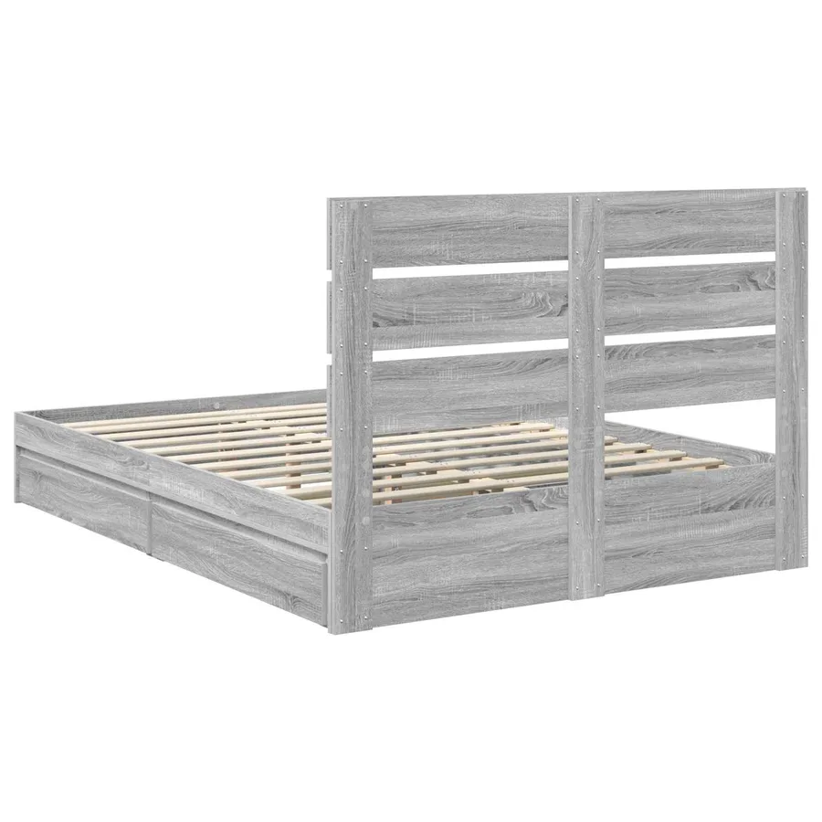 Lit de Rangement Gris Sonoma 160 x 200 cm Bois d'ingénierie - 8