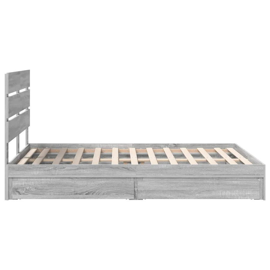 Lit de Rangement Gris Sonoma 160 x 200 cm Bois d'ingénierie - 9