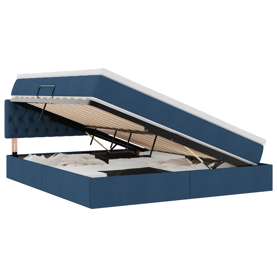 Lit avec rangement et matelas avec matelas Bleu 180 x 200 cm - 2