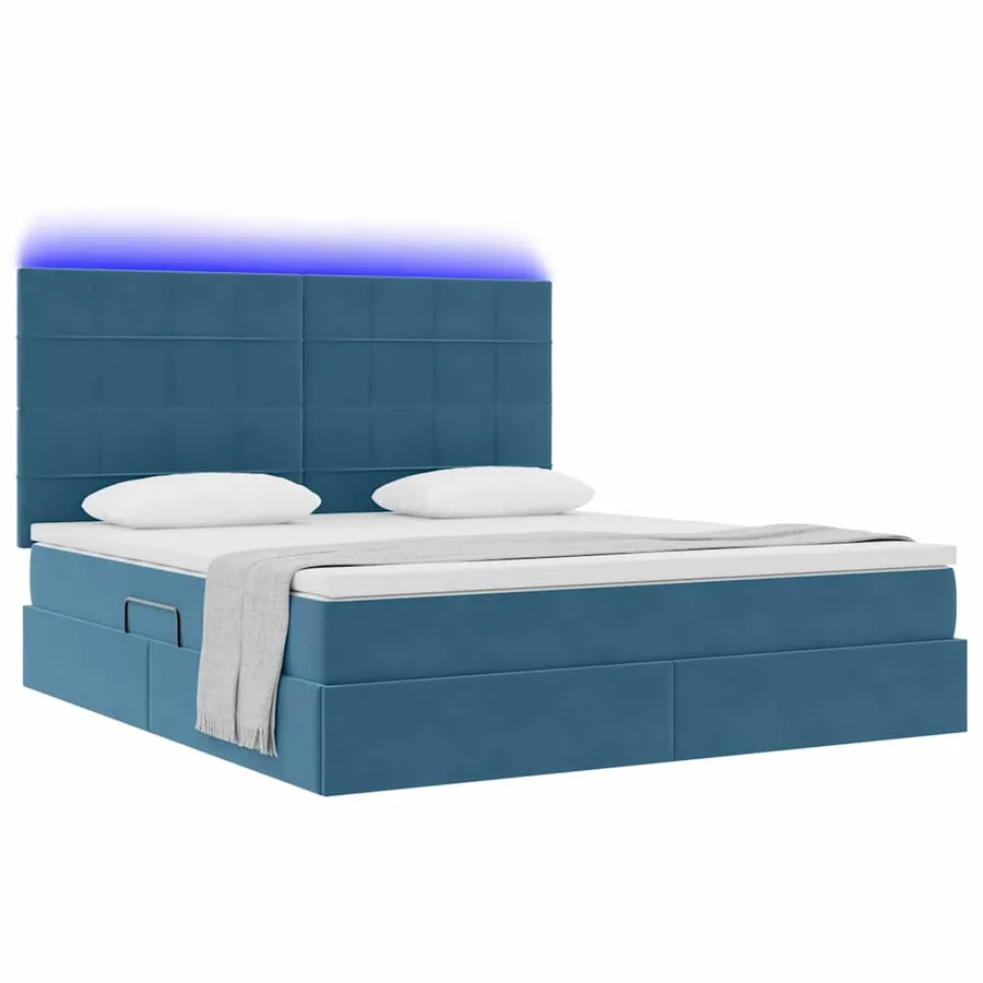 Lit de rangement LED avec matelas Bleu foncé 180 x 200 cm - 3