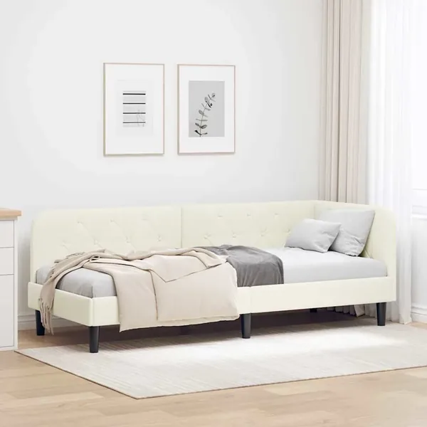 Cadre de lit d'angle Crème 80 x 200 cm Velours