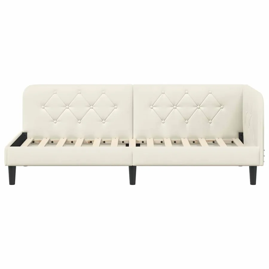 Cadre de lit d'angle Crème 80 x 200 cm Velours - 5