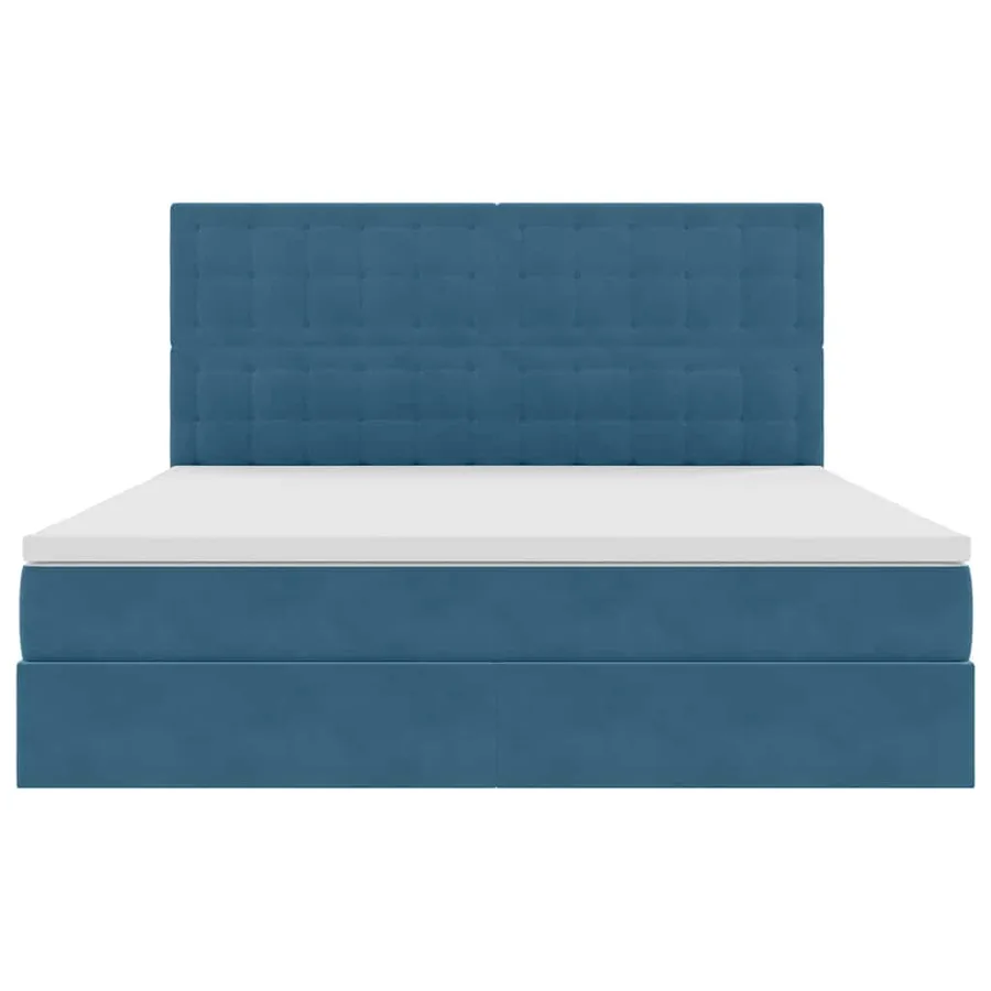 Lit avec rangement et matelas Bleu foncé 180 x 200 cm Velours - 7