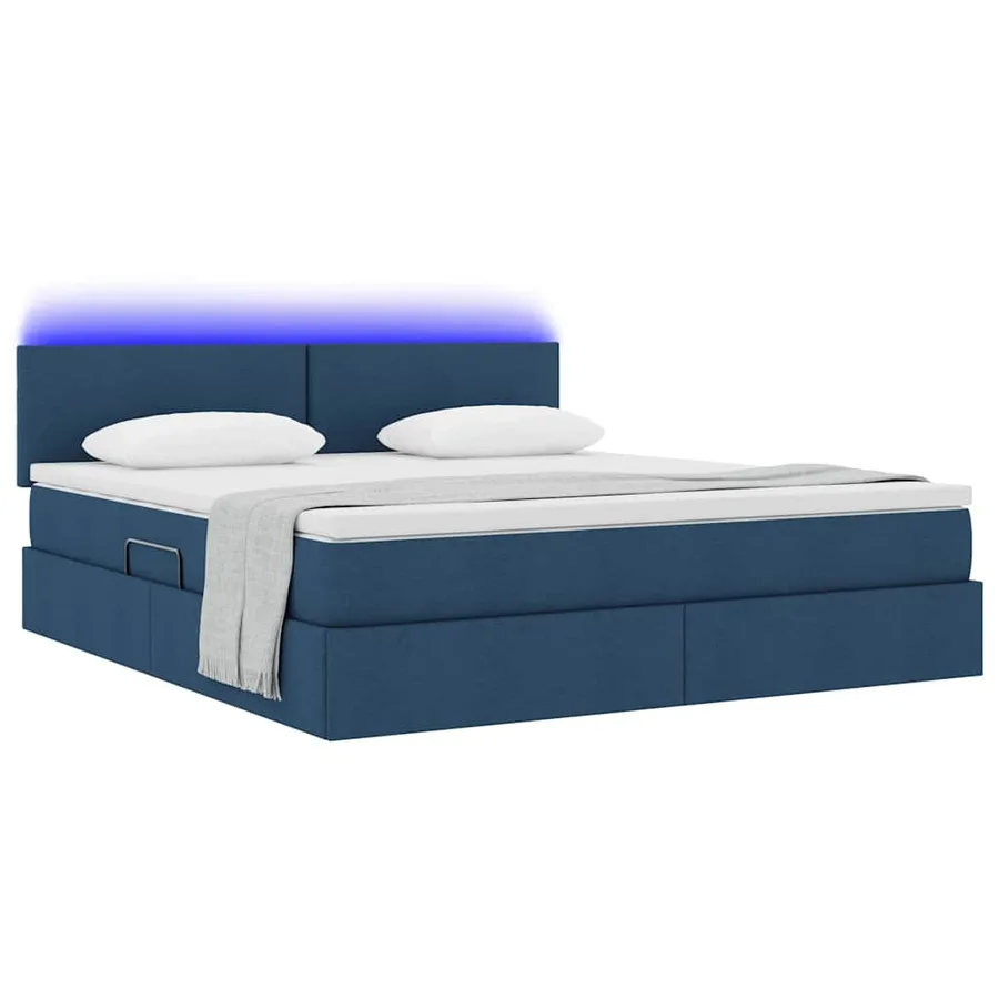 Lit de rangement LED avec matelas Bleu 180 x 200 cm Tissu - 3