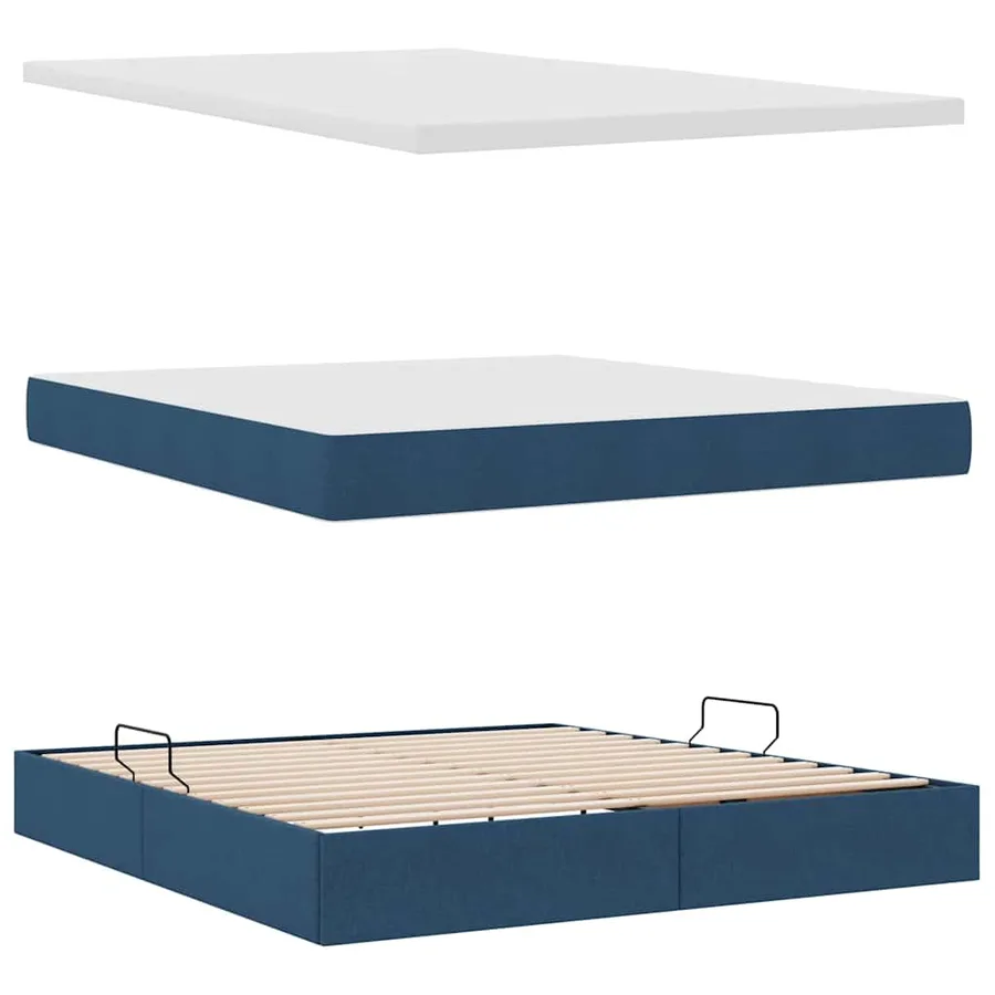 Lit de rangement LED avec matelas Bleu 180 x 200 cm Tissu - 9