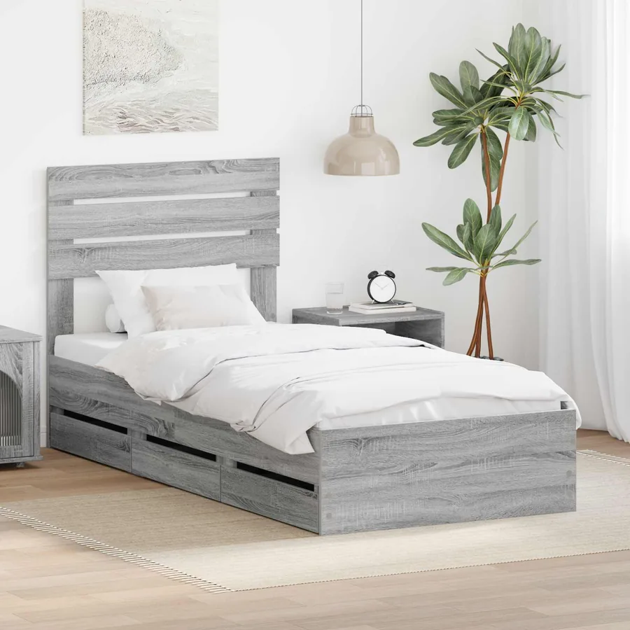 Cadre de lit Gris Sonoma 100 x 200 cm Bois Ingénierie
