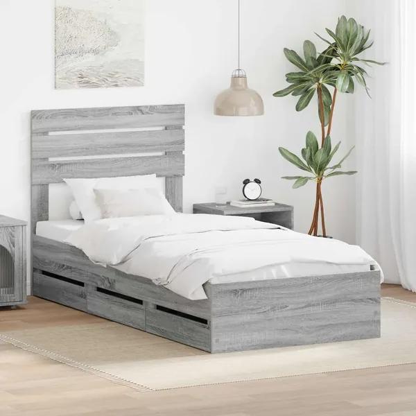 Cadre de lit Gris Sonoma 100 x 200 cm Bois Ingénierie
