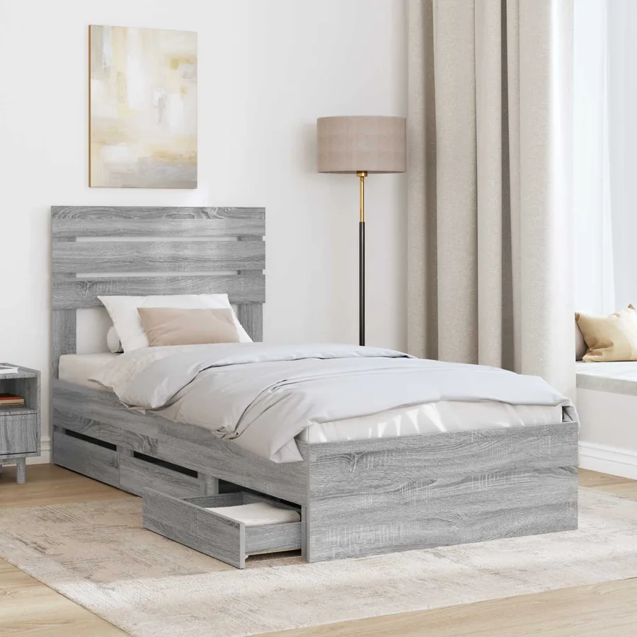 Cadre de lit Gris Sonoma 100 x 200 cm Bois Ingénierie - 3