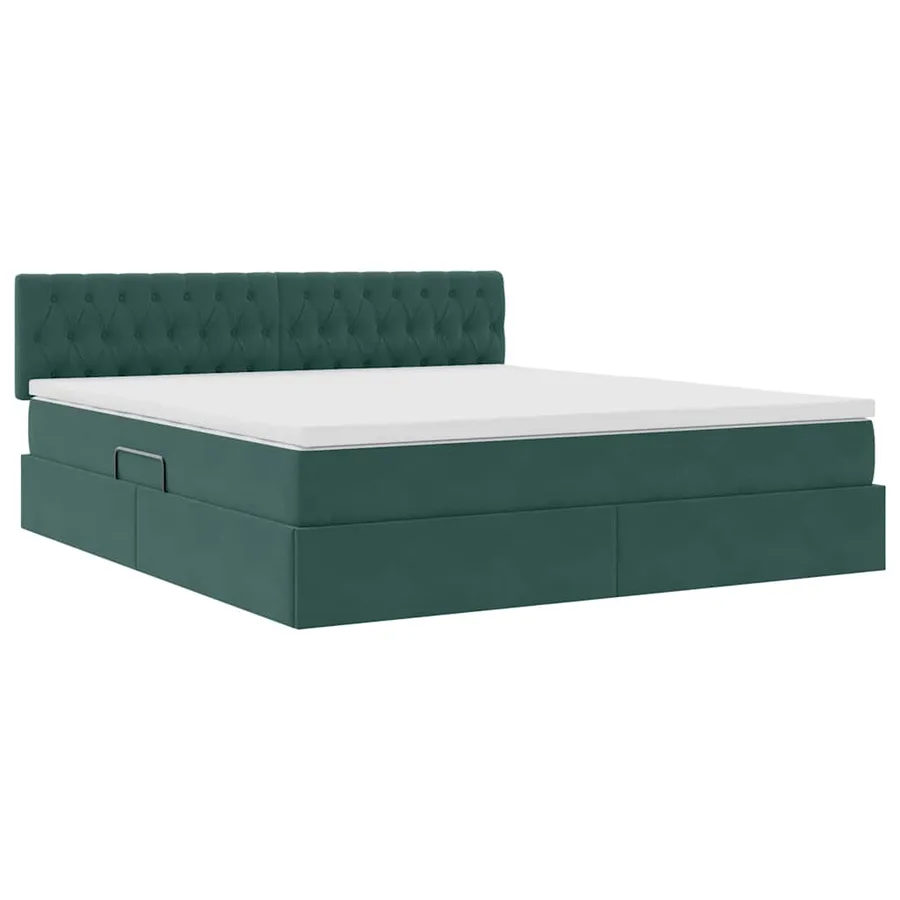 Lit de rangement LED avec matelas Vert foncé 180 x 200 cm - 6