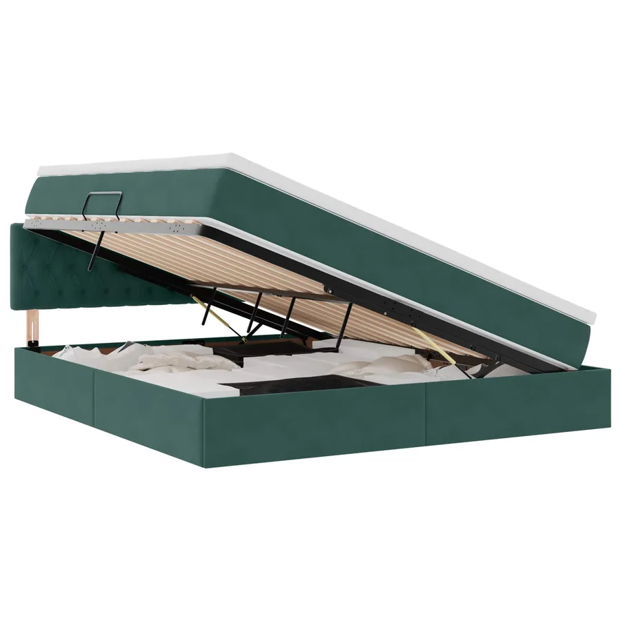 Lit de Rangement avec matelas Vert foncé 180 x 200 cm Velours - 2