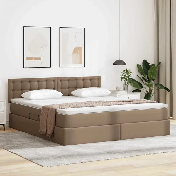 Lit avec rangement et matelas Cappuccino 180 x 200 cm