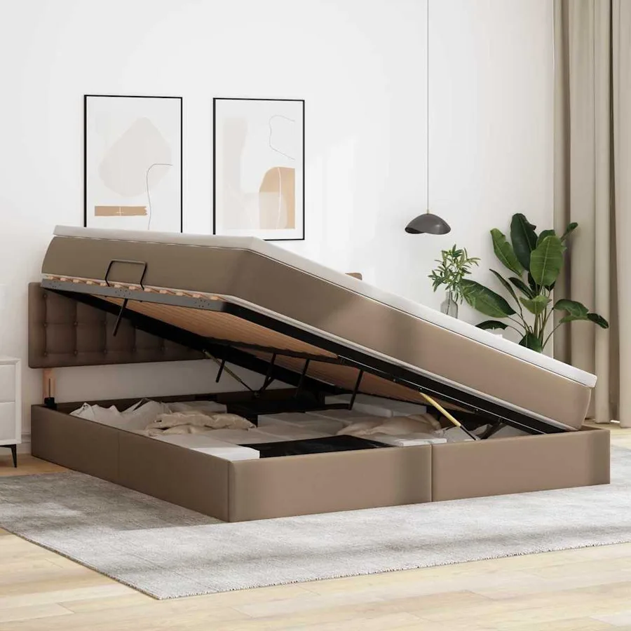 Lit avec rangement et matelas Cappuccino 180 x 200 cm - 4