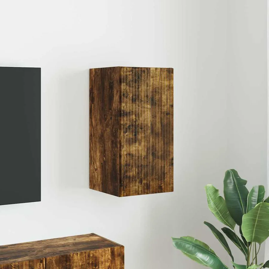 Meuble TV mural Chêne fumé 30 x 31 x 60 cm Bois d'ingénierie
