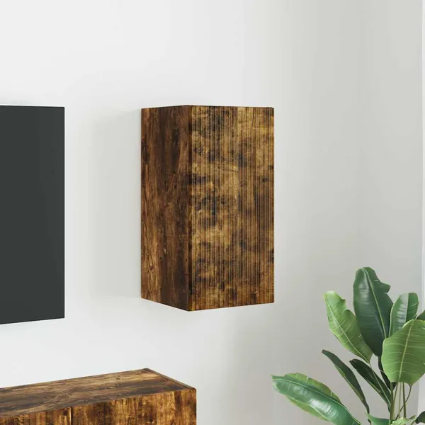 Meuble TV mural Chêne fumé 30 x 31 x 60 cm Bois d'ingénierie