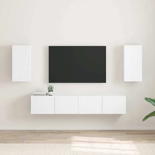 Meuble TV mural 2 pcs Blanc 30 x 31 x 60 cm Bois d'ingénierie