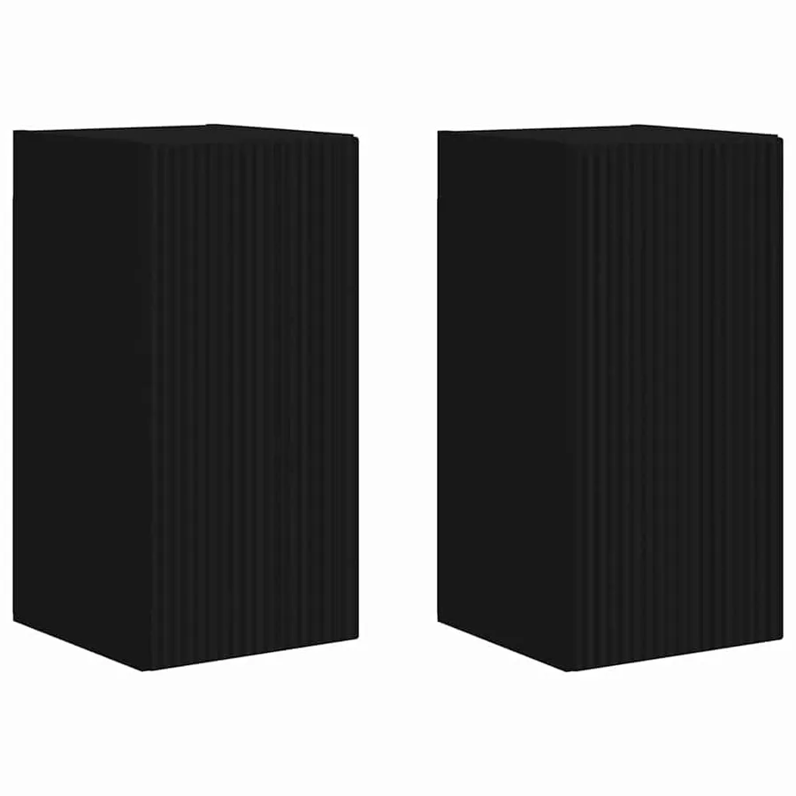 Meuble TV mural 2 pcs Noir 30 x 31 x 60 cm Bois d'ingénierie - 2