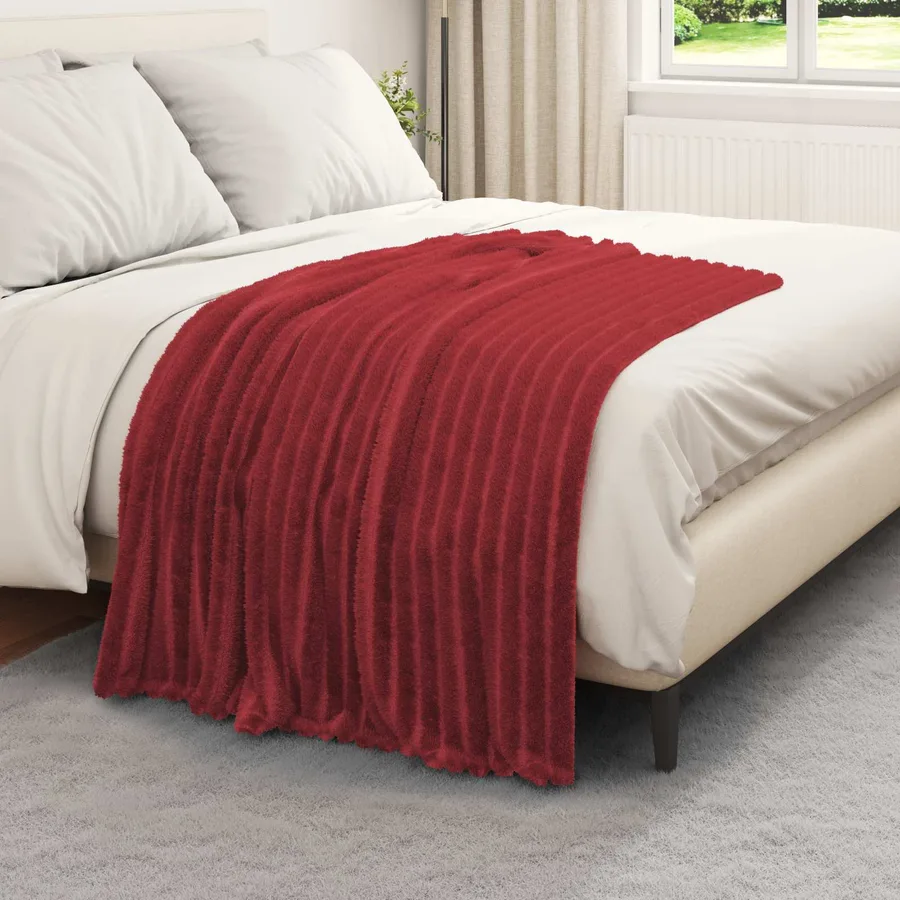 Jeté Rouge Bordeaux 150 x 130 cm Toison - 3