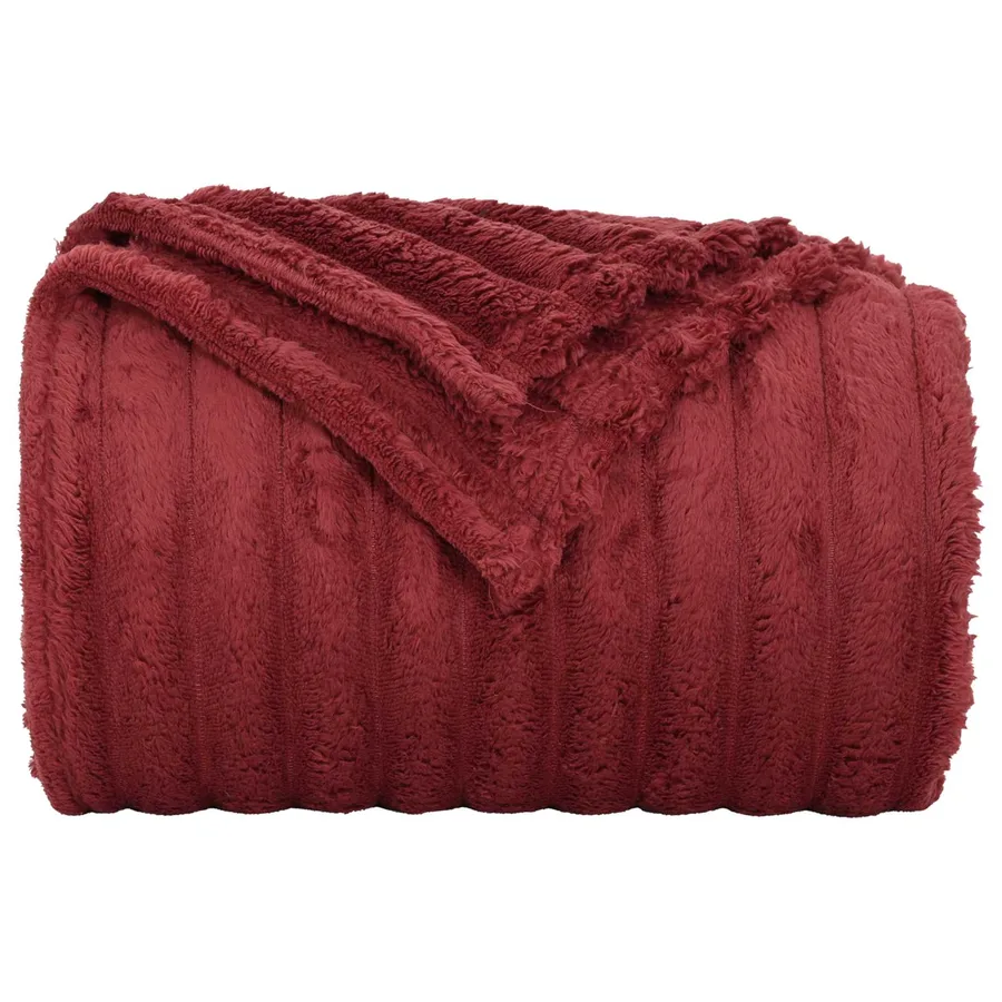 Jeté Rouge Bordeaux 150 x 130 cm Toison - 4