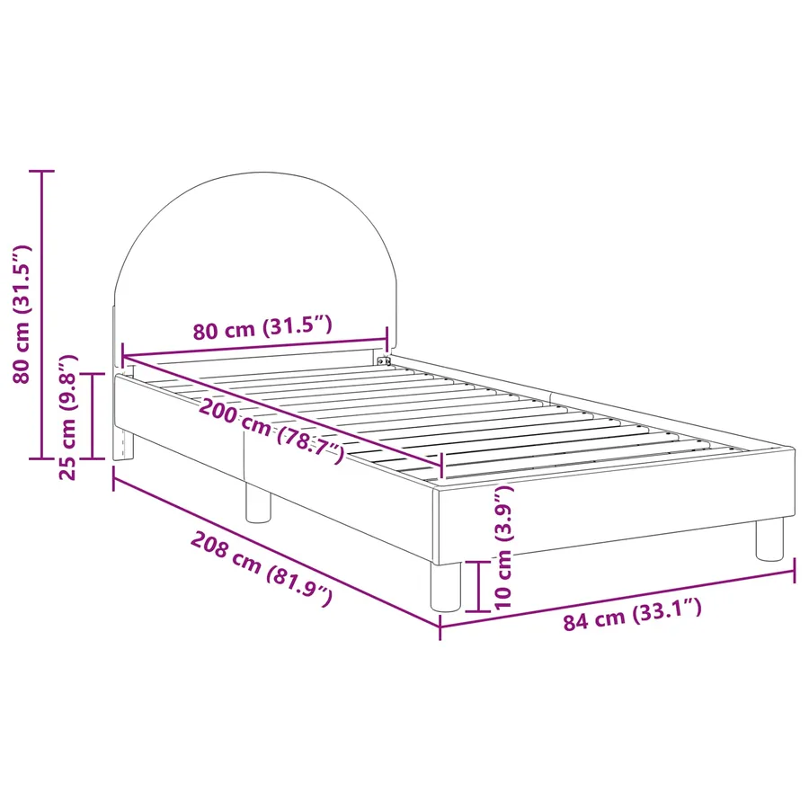 Cadre de lit pour enfants avec tête de lit Rose 80 x 200 cm - 9