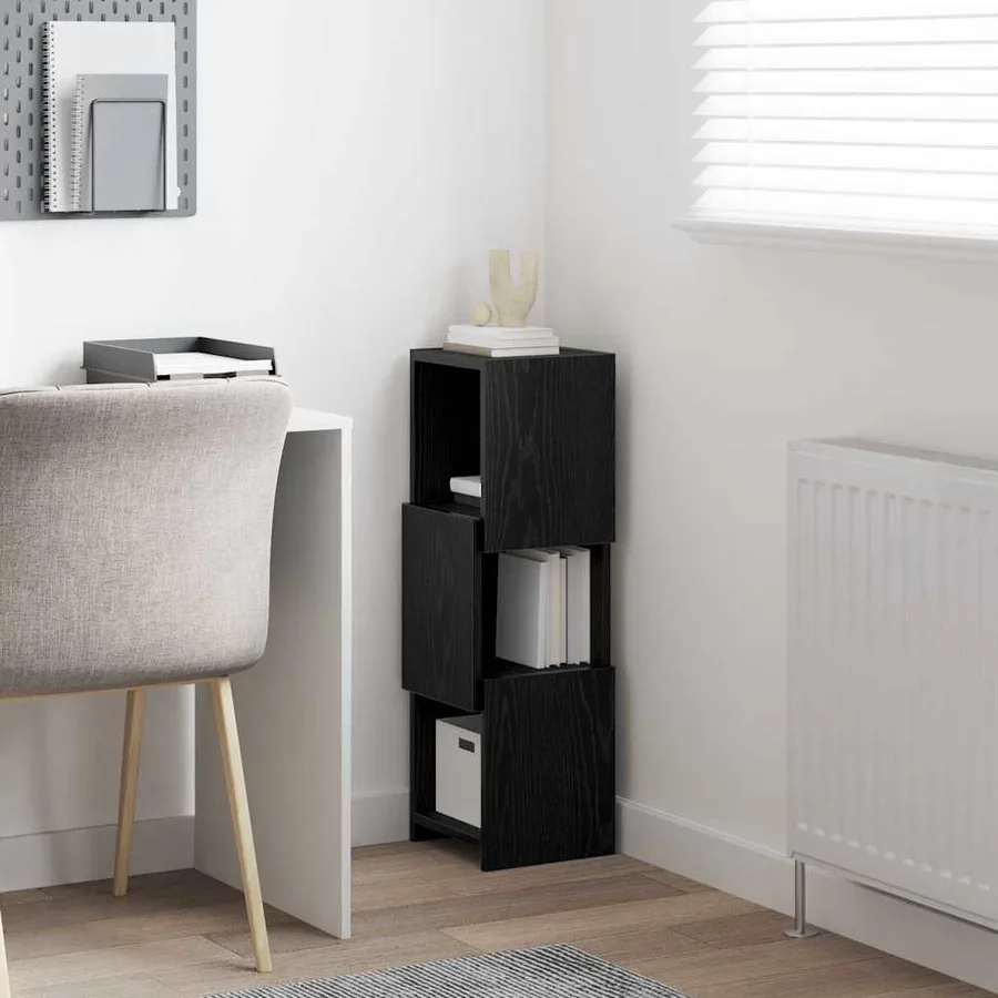 Meuble d'angle Chêne noir 25,5x25x80cm Bois d'ingénierie - 4