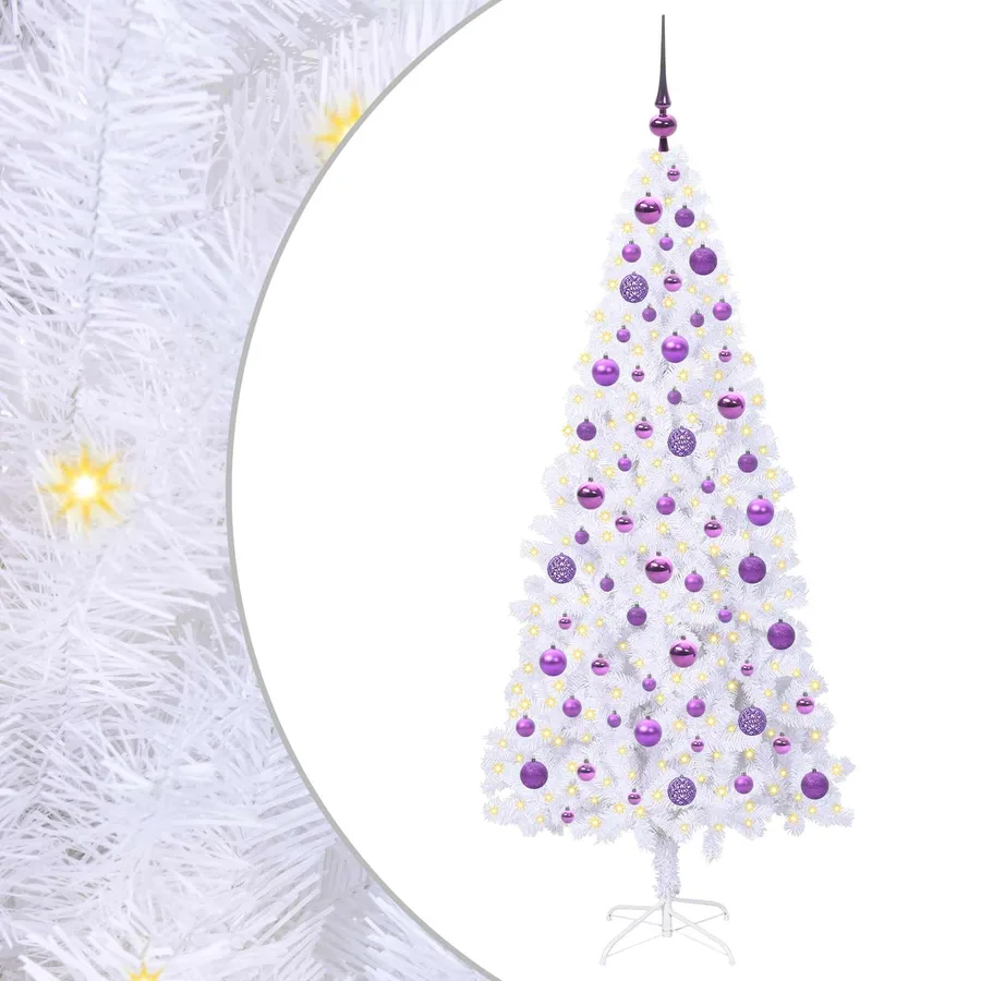 Sapin de Noël artificiel avec 300 LED Blanc 180 cm PVC et Acier - 2