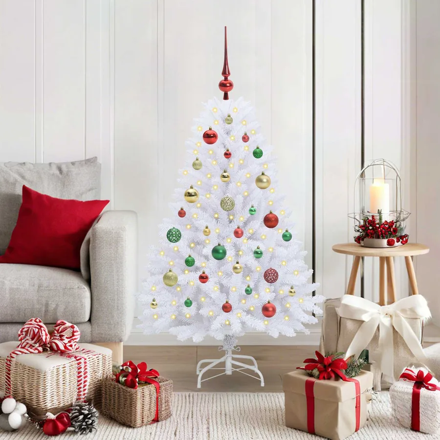 Sapin de Noël Artificiel à Branches Articulées Blanc 120 cm