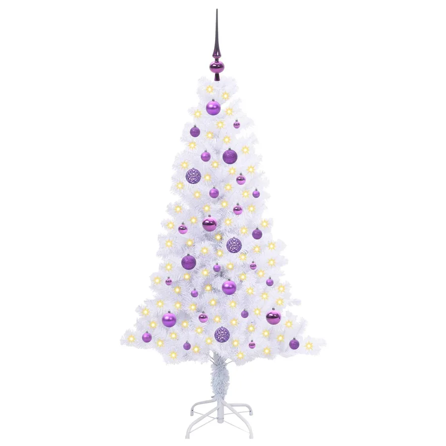 Sapin de Noël artificiel avec 150 LED Blanc 150 cm PVC et Acier - 3