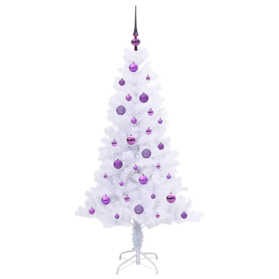 Sapin de Noël artificiel avec 150 LED Blanc 150 cm PVC et Acier - 4