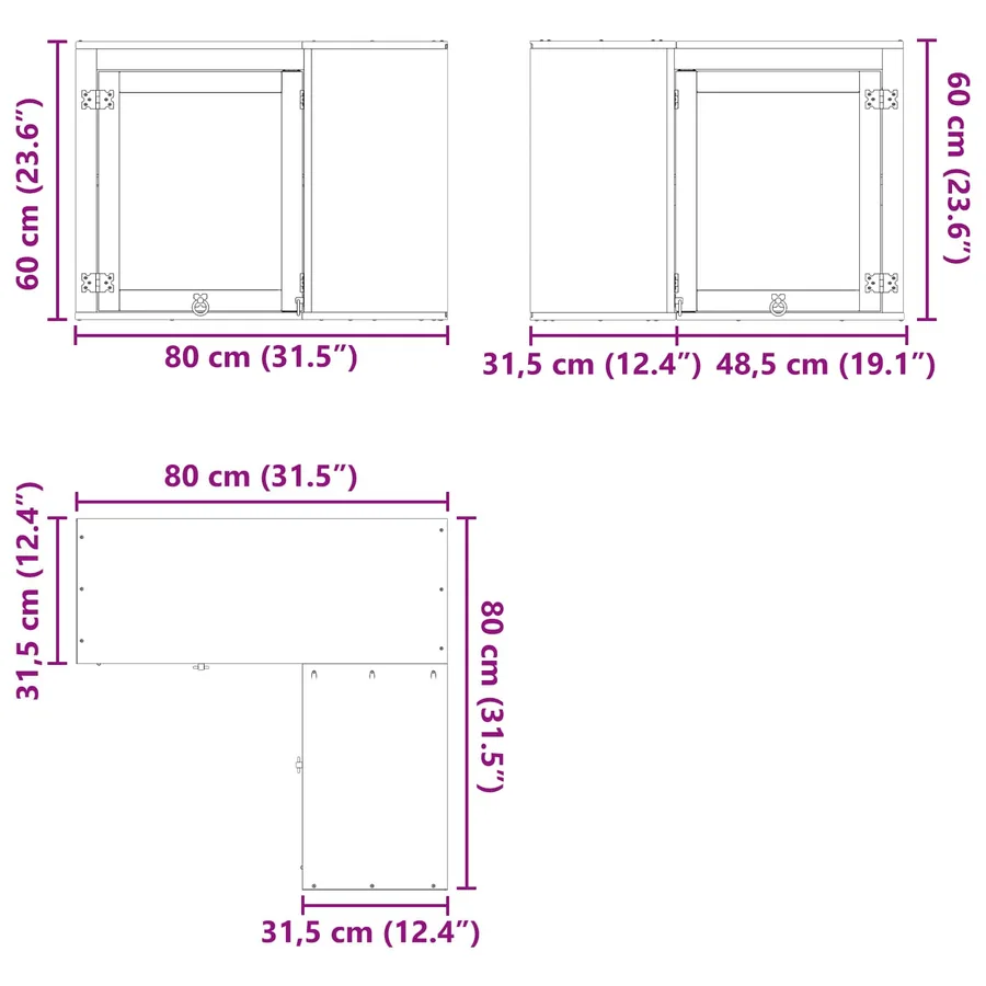 Armoire SKI Brun Miel 80 x 80 x 60 cm Pin massif - 12