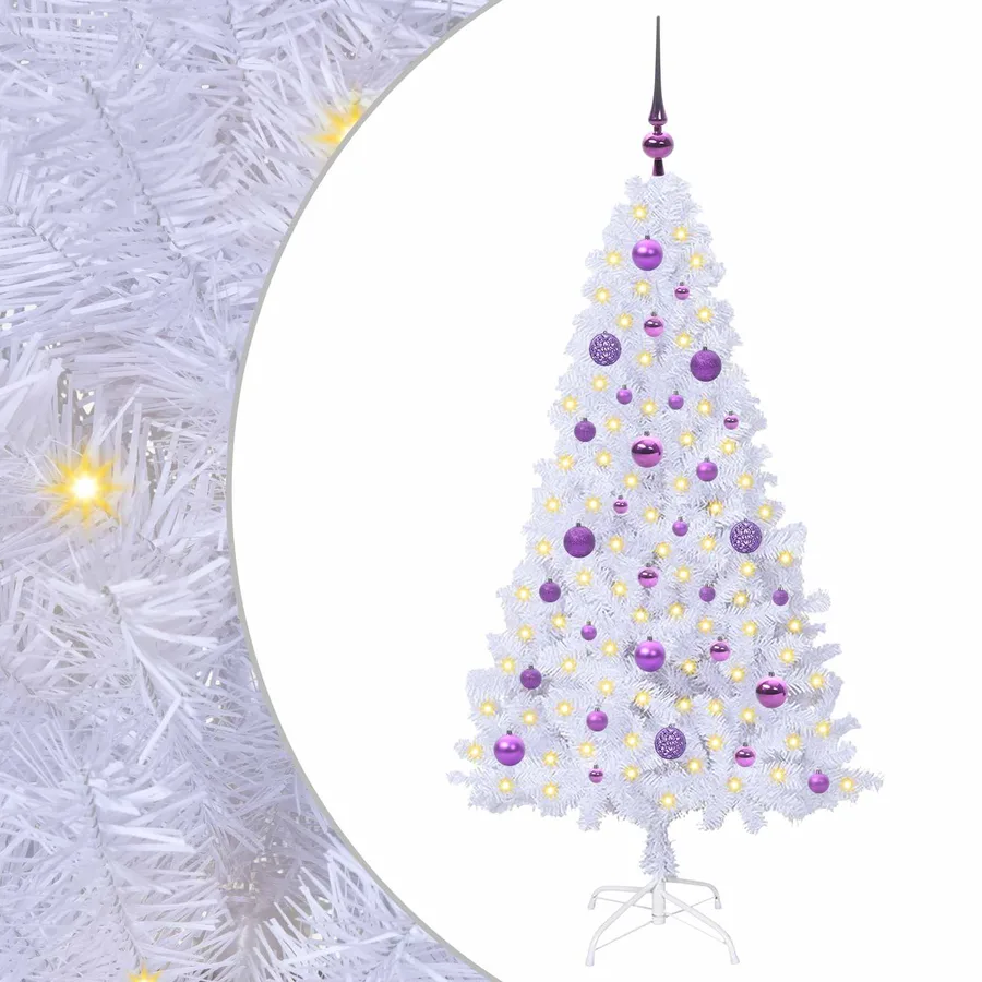 Sapin de Noël artificiel avec 150 LED Blanc 150 cm PVC et Acier - 2
