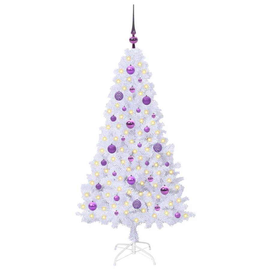 Sapin de Noël artificiel avec 150 LED Blanc 150 cm PVC et Acier - 3
