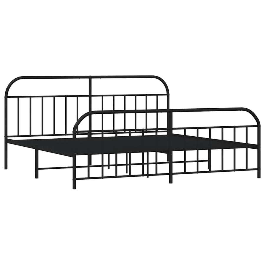 Cadre de lit métal sans matelas avec pied de lit noir 193x203cm - 3