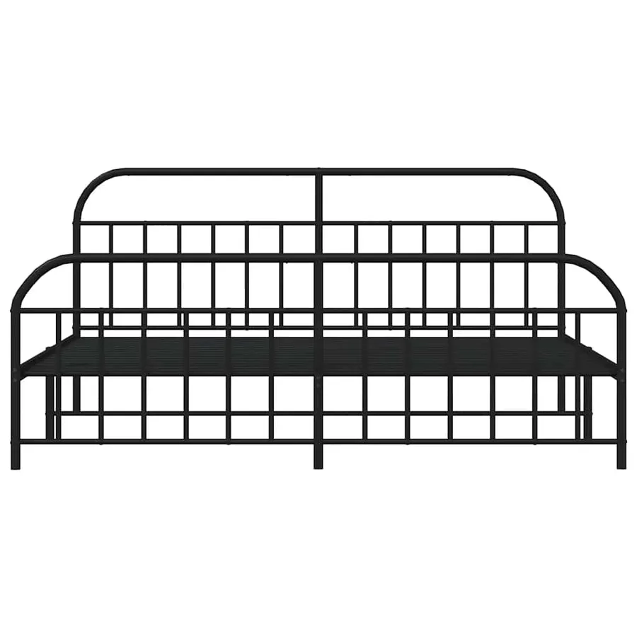 Cadre de lit métal sans matelas avec pied de lit noir 193x203cm - 6